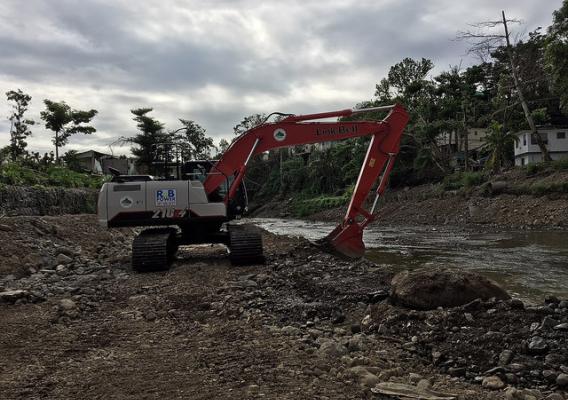 Excavator beginning EWP repair work