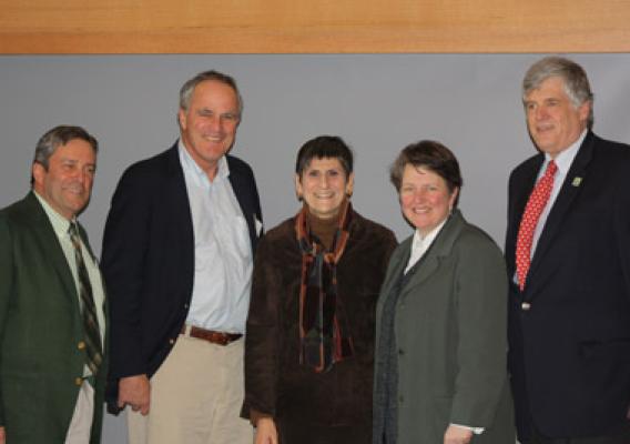 Working Lands Alliance’s Tenth Anniversary Conference, held at Yale University. (left to right): Connecticut State Conservationist (NRCS) Doug Zehner; MA/CT/RI Rural Development State Director Jay Healy; Congresswoman Rosa DeLauro, Chairwoman of the Agriculture-FDA Appropriations Subcommittee, Deputy Sec. Merrigan, and Connecticut Ag Commissioner F. Philip Prelli. 