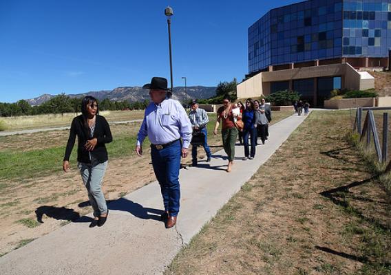 Arthur “Butch” Blazer and colleagues on a tour of Diné College in Tsaile, Arizona