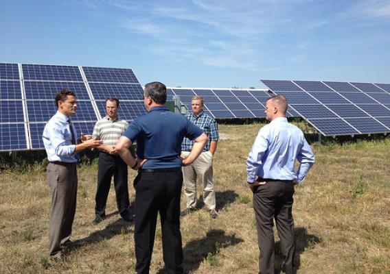 Administrator Sam Rikkers discussing the Central City Solar Garden Project