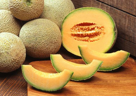 Cantaloupes are a refreshing treat that is always a hit during the summer. When purchasing a cantaloupe, make sure that its rind is light green or turning yellow. Most cantaloupes will need to be kept in the refrigerator before eating. USDA Photo courtesy of Scott Bauer.