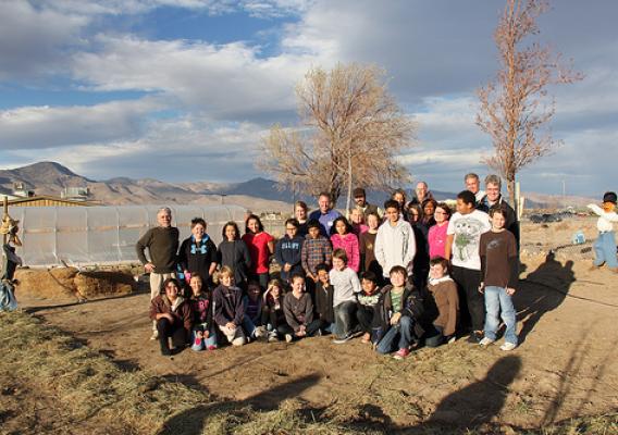 Mr. Bob Gardner’s fifth grade class at Dayton Elementary, learns about science through a living /learning laboratory at the school greenhouse and garden. The Dayton Elementary School garden is one of several gardens funded with a USDA National Institute of Food and Agriculture grant to the Healthy Communities Coalition of Lyon and Storey Counties in northwestern Nevada. 