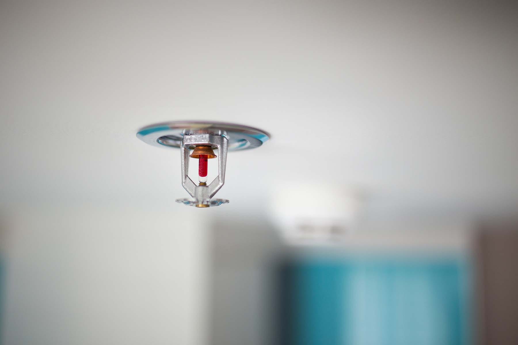 fire sprinkler and a smoke alarm