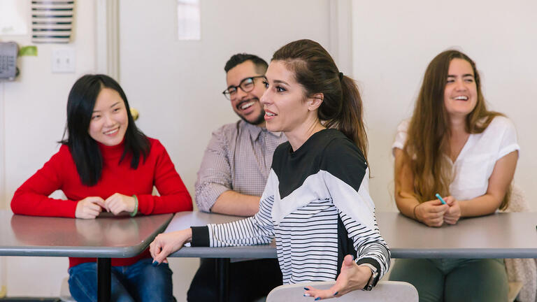 Students in a discussion.