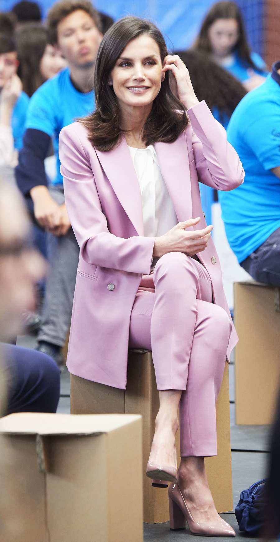 Queen Letizia Chic Pantsuit February 12, 2020