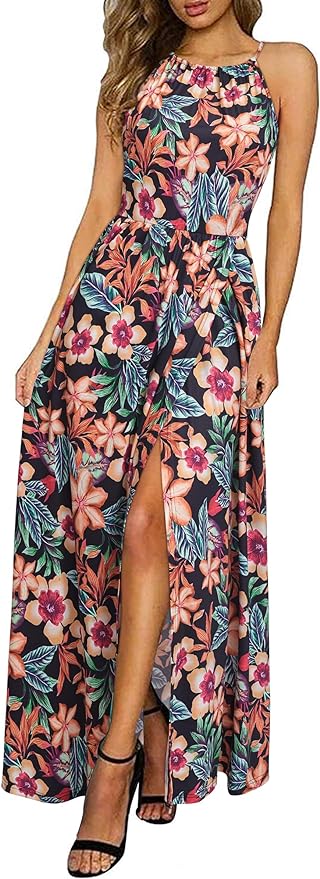 Kilig Floral Halter Neck Maxi Dress