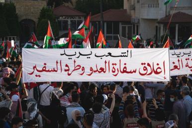 Protest outside of the Israeli embassy in Amman