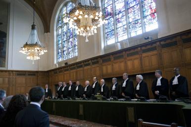 Judges of the International Court of Justice in the ICJ's primary courtroom in The Hague, Netherlands - source: United Nations photo