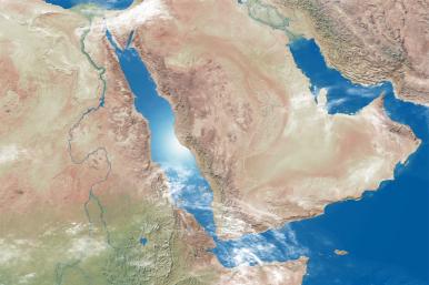 Satellite image of the Red Sea region and the Arabian Peninsula