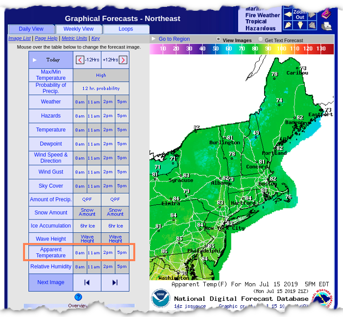 Example heat index maps.