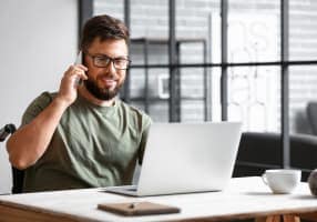 Veteran working on laptop