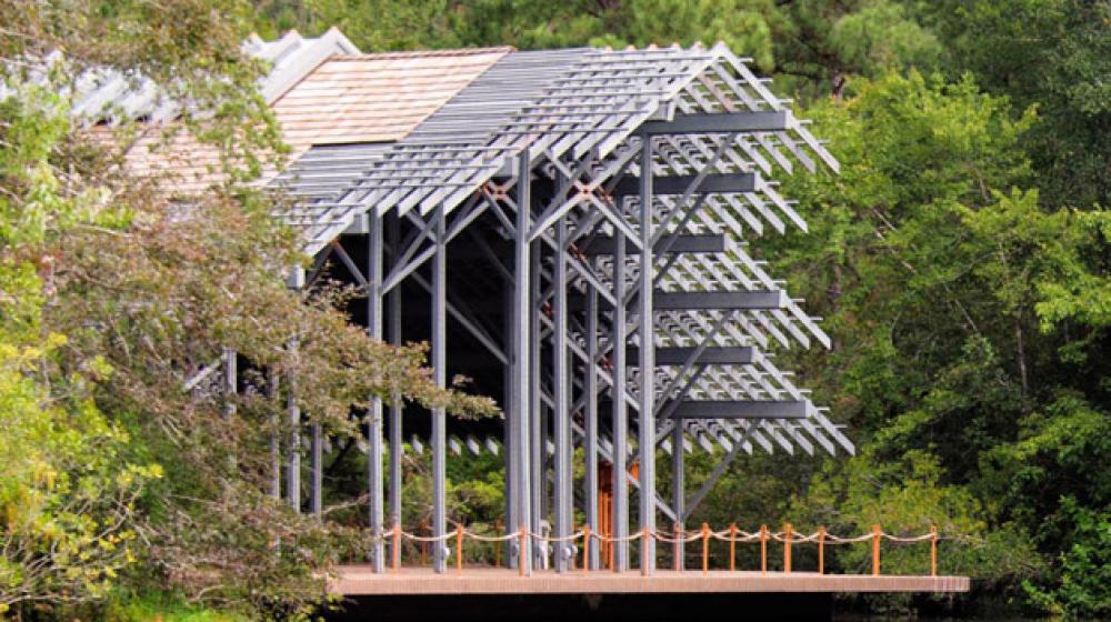 Pavilion surrounded by trees