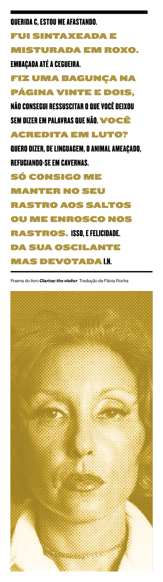 A escritora Clarice Lispector em 1974. Ela inspirou uma personagem de A arte de desaparecer (Foto: Foto: Estadão Conteúdo)