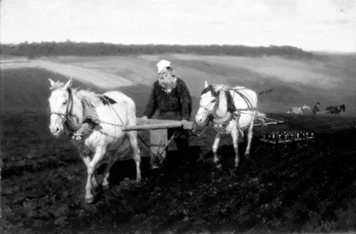 Foto (Foto: Pintura retrata Tolstói arando o campo na propriedade dos seus antepassados na Rússia / Reprodução)