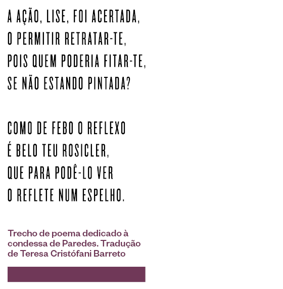 Trecho de poema dedicado à condessa de Paredes. Tradução de Teresa Cristófani Barreto (Foto: Época)