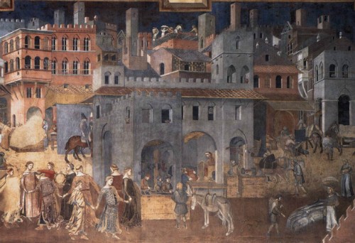 Foto (Foto: Detalhe do afresco 'Efeitos do bom governo sobre a cidade', de Ambrogio Lorenzetti, pintado entre 1337 e 1339 / Reprodução)