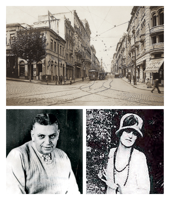 A Rua Líbero Badaró, onde Daisy e Oswald de Andrade (no alto) se encontravam (Foto: Aurélio Becherini/AE, reprodução (2))