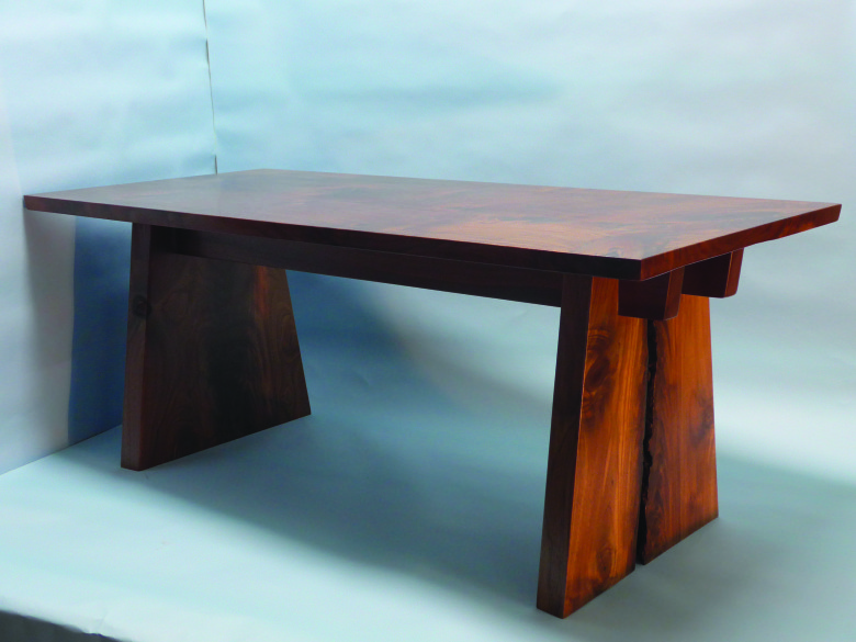 Coffee table using homestead tree walnut slabs.  Photo Rick Swanson