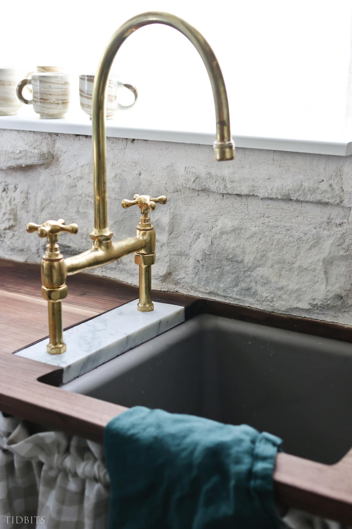 Brass faucet and marble tap