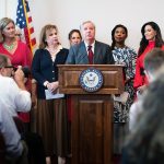 Senator Lindsey Graham speaks beside anti-abortion leaders.