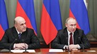 Rusk� prezident Vladimir Putin a nov� p�edseda vl�dy Michail Mi�ustin na...