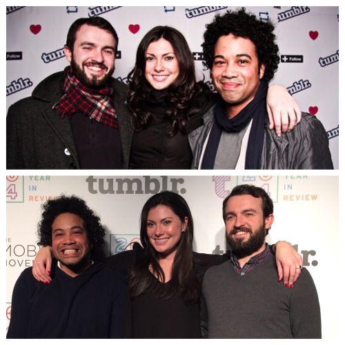 kenyatta:
“jamiew, ellie and I at the tumblr party in 2008 + the three of us again in 2014.
”