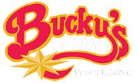 Buckys logo white text
