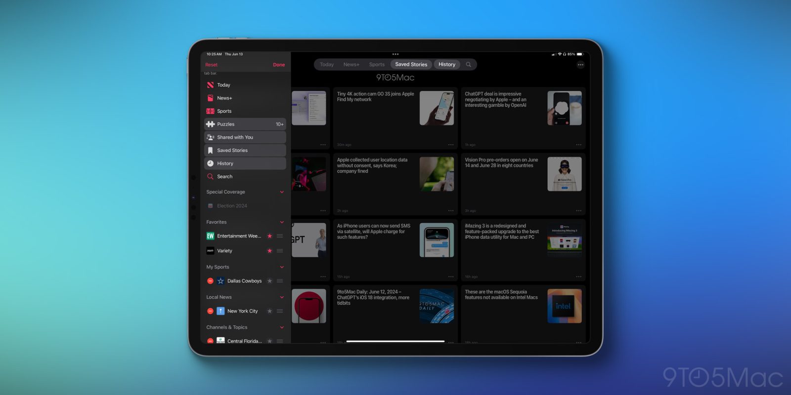 iPadOS 18 customizable tab bar