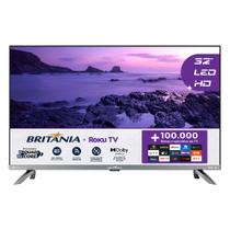 Smart TV 32” HD LED Britânia BTV32G7PR2CSGBLH Roku TV