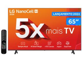 Smart TV 65" 4K NanoCell LG 65NANO80TSA WebOS 24 Processador α5 Ger7 Wi-Fi Bluetooth com Alexa 3 HDMI 2 USB