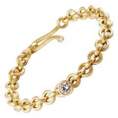 Bracciale A Link in oro 18 carati con charm di diamanti taglio brillante da 0,72 carati