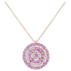 18 Karat Gold White Diamonds and Pink Sapphires Garavelli Pendant with Chain