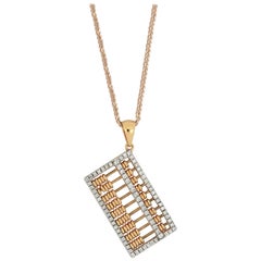 18 Karat Rose Gold Abacus Diamond Pendant with Necklace