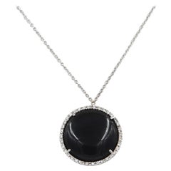 18 Karat White Gold Black Onix and White Diamonds Garavelli Pendant