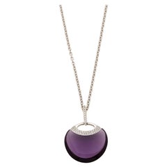 18 Karat White Gold Pendant Necklace Set with 14.30 Carat Amethyst and Diamonds