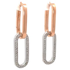 18 Kt  Gold Chain Shape Long Earrings with Diamonds by Garavelli  