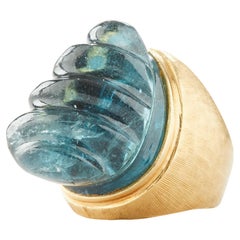 1970s Bruno Guidi for Haroldo Burle Marx, Forma Livre, Gold Tourmaline Ring