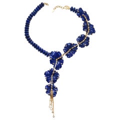 20 Karat Lapis Flower Necklace