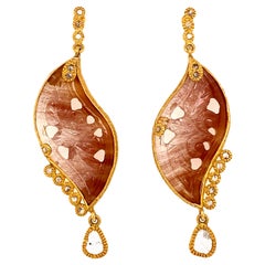 20 Karat Yellow Gold Affinity Earrings with Rutilite Quartz