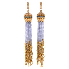 31.37 Carat Chalcedony and Diamond Chandelier Earrings