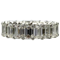 5 Carat Natural Untreated Eternity Band Emerald Cut Diamond Ring