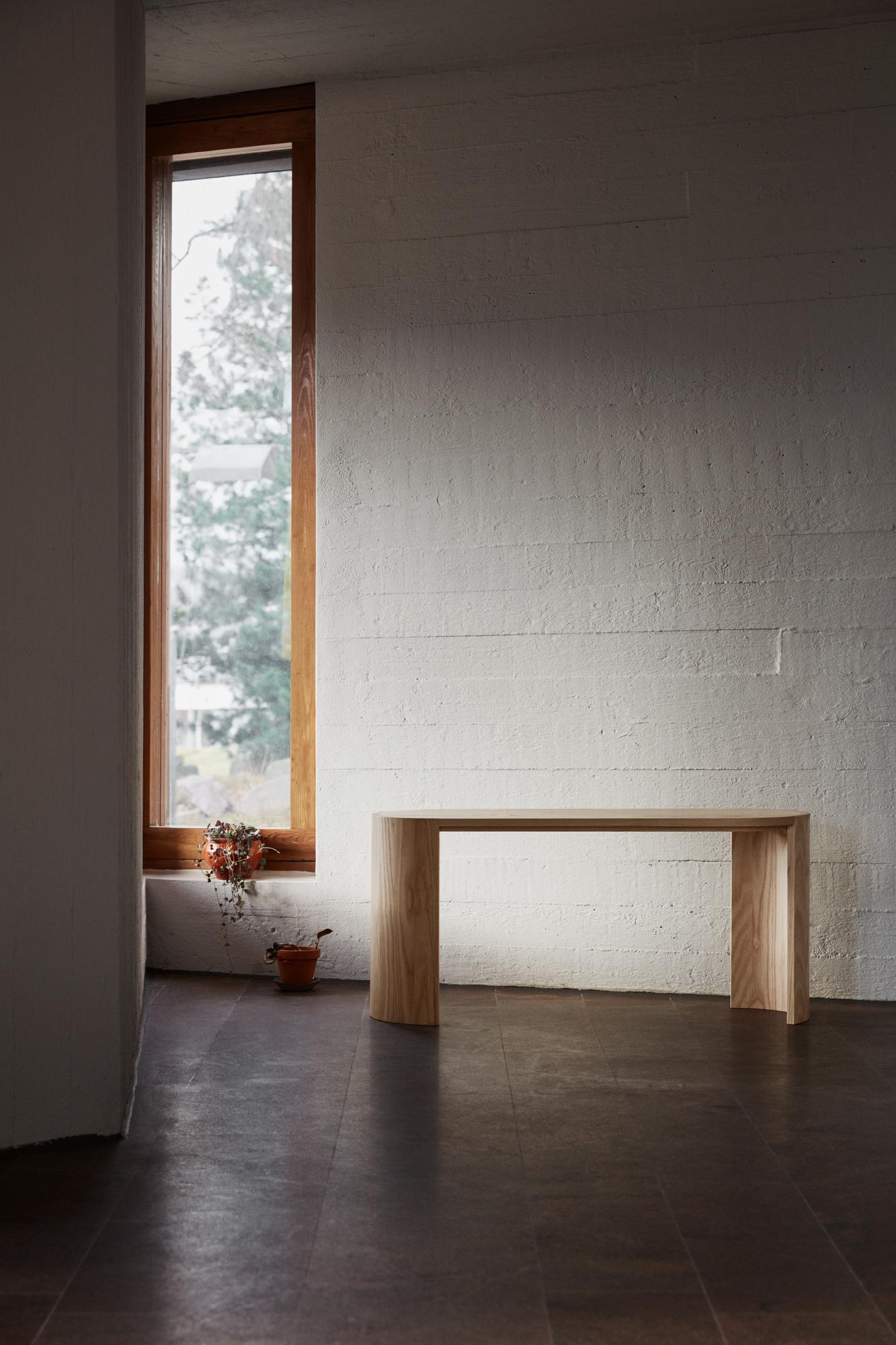 Airisto Side Table and Bench, a Modern Scandinavian Wooden Design Piece In New Condition For Sale In Halikko, Finland