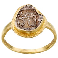 Ancient Greek 5th Century BC Lion Coin 18K Gold Ring