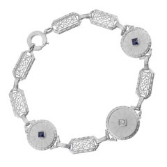 Angel Skin Quartz Sapphire Diamond White Gold Filagree Bracelet