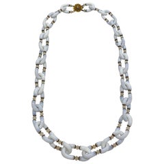 Archimede Seguso for Chanel White Opaline Murano Glass 1960s Necklace