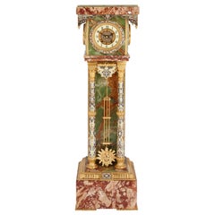 Onyx, Marble, Gilt Bronze and Champlevé Enamel Pedestal Clock