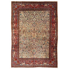 Antique Persian Fine Manchester Kashan Rug with Forest Garden Design