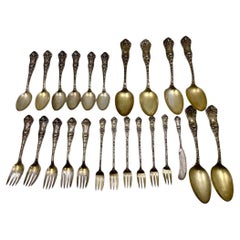 Shiebler Sterling Silver 24-Piece Flatware Set in American Beauty Pattern with O