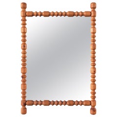 Large Swedish Modern Mirror in Solid Pine, Glas Mäster Markaryd, Sweden, 1960s