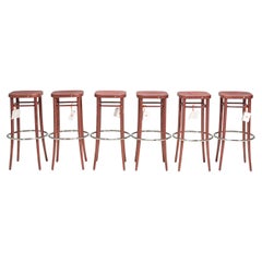 Thonet Vienna Walnut 144 Barhocker Stools, Set of 6